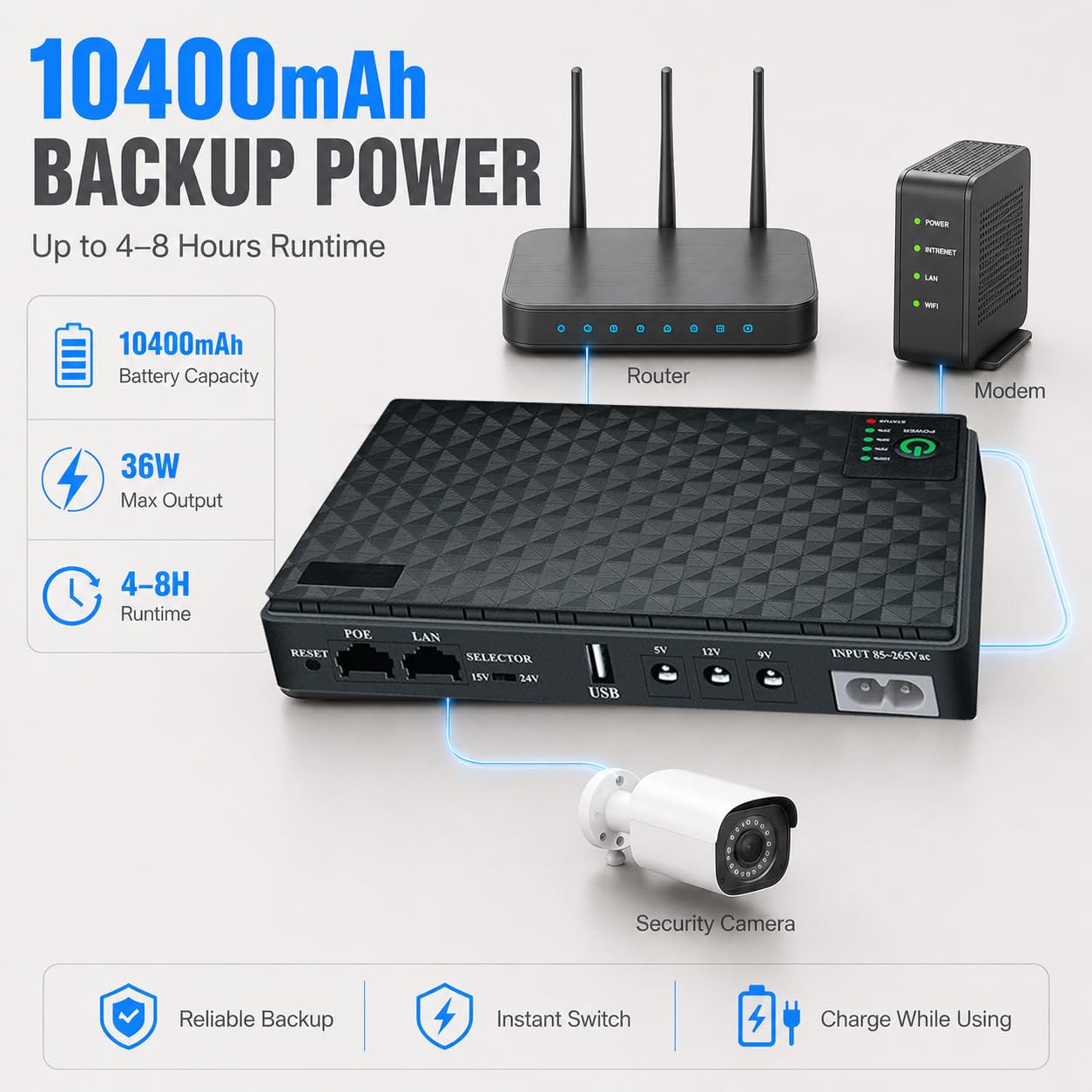 مینی یو پی اس mini UPS DC1036P مدل 36 وات مشخصات