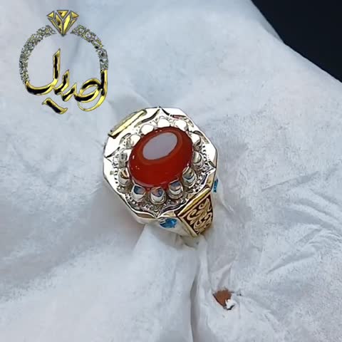عقیق یمنی معدنی رکاب دستساز طرح قلم اروپایی