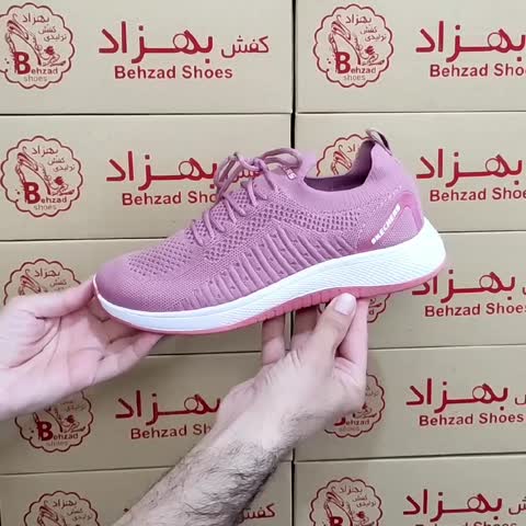کتونی اسکیچرز راحتی طبی زنانه دخترانه رنگ صورتی لژ 3 سانتی زیره pu کفی طبی رویه بافتی پنج لایه خارجی سایز 37 تا 40 سبک