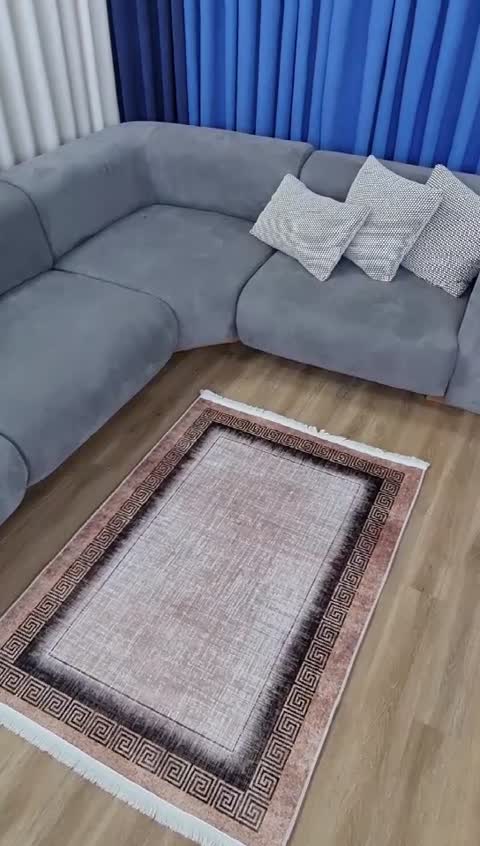 فرشینه مخمل کرم قهوه ای ورساچه h438 (پس کرایه)