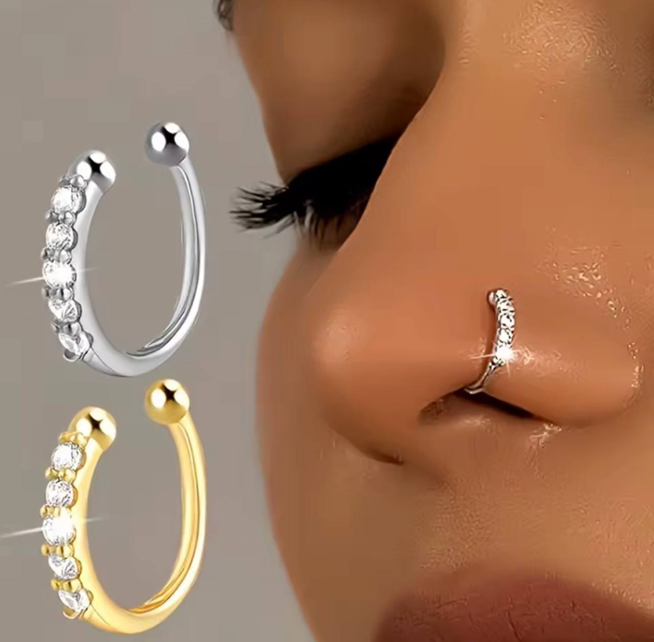 پیرسینگ فیک بینی نگین حلقه ای