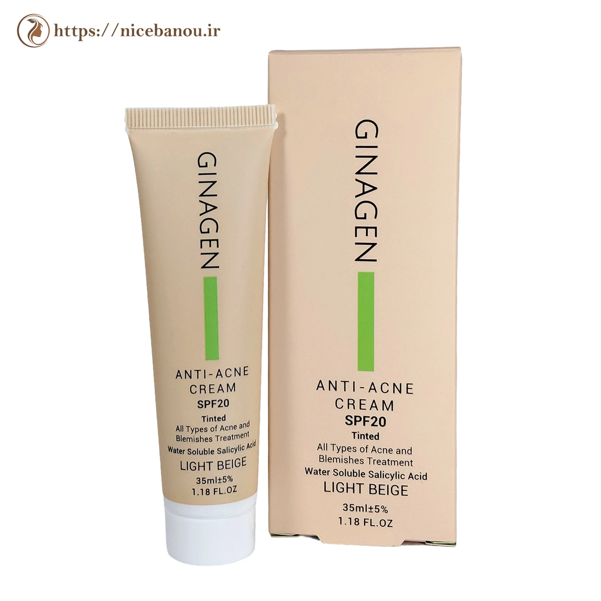 کرم ضد جوش رنگی ژیناژن SPF20 بژ روشن 35 میلیلیتر