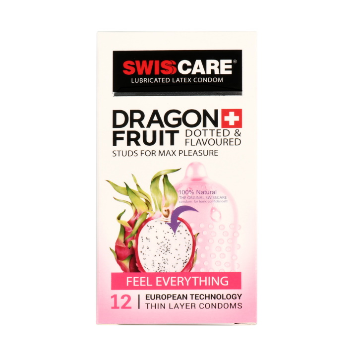 کاندوم سوئیس کر مدل Dragon Fruit بسته 12 عددی