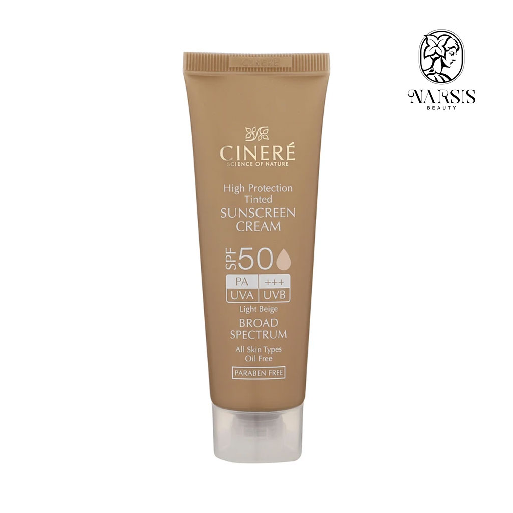  کرم ضد آفتاب رنگی بژ روشن SPF50 سینره 50 میلی لیتر نارسیس بیوتی