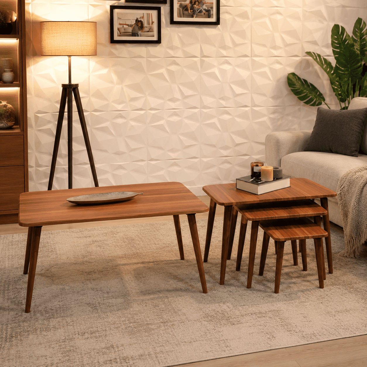 میز جلومبلی عسلی مدل مینیمال چهار عددی سری 25