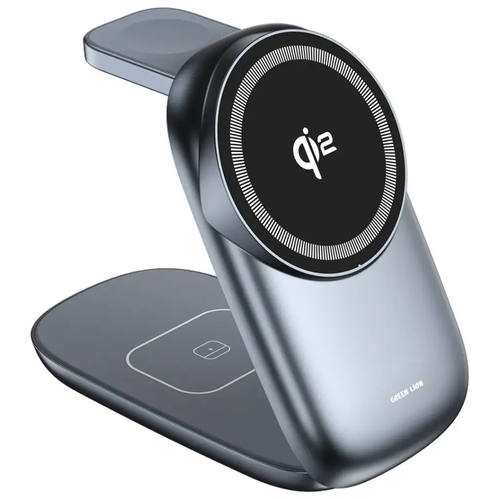 شارژ بیسیم سه کاره گرین لاین مدل Green Lion 3 in 1 MagFold Wireless Charger GNQI23N1MGGY