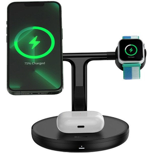 شارژر بیسیم مگنتی و پایه نگهدارنده موبایل 3در1 بیسوس Baseus Wireless Charger Holder Swan 20W WXTE000101