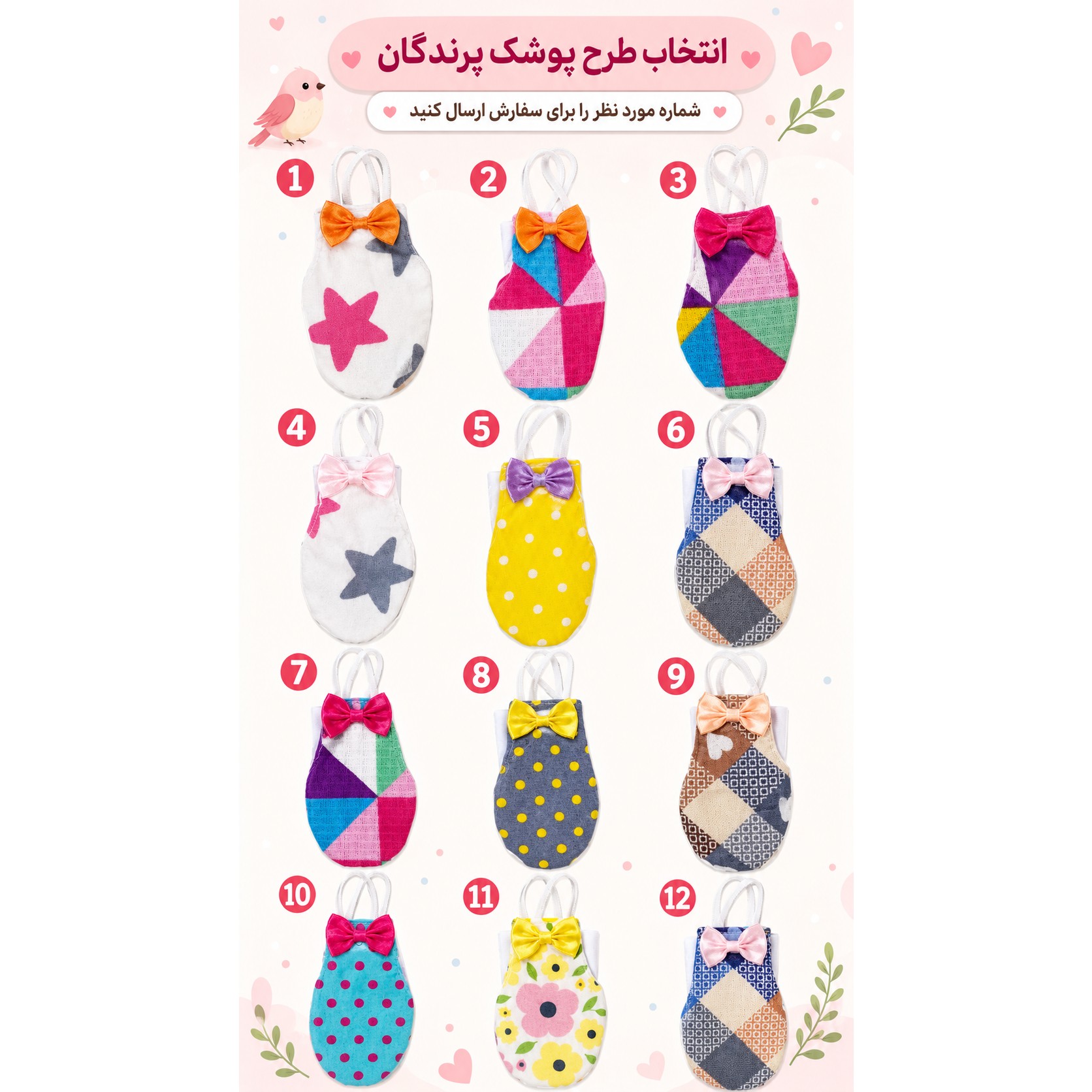 پوشک پرندگان (عروس هلندی طوطی برزیلی گرینچیک)