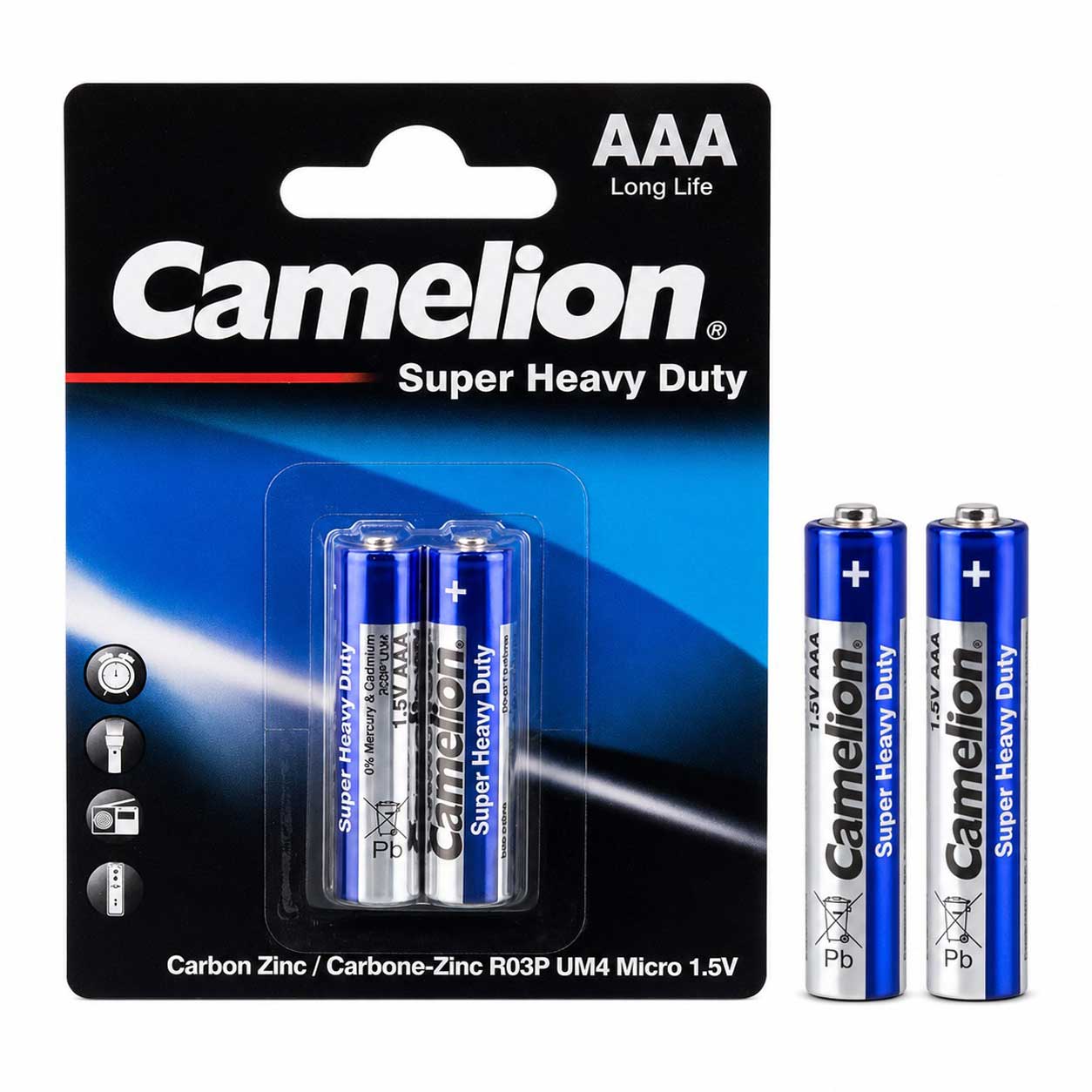 باتری نیم قلمی کملیون Camelion Super Heavy Duty AAA کارت بسته 2 عددی