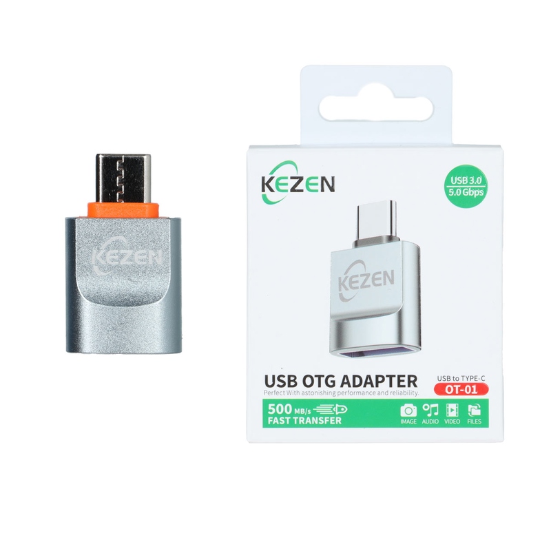 تبدیل OTG Type-C TO USB 3.0 برند Kezen مدل OT-01 آبی روشن کد 940051