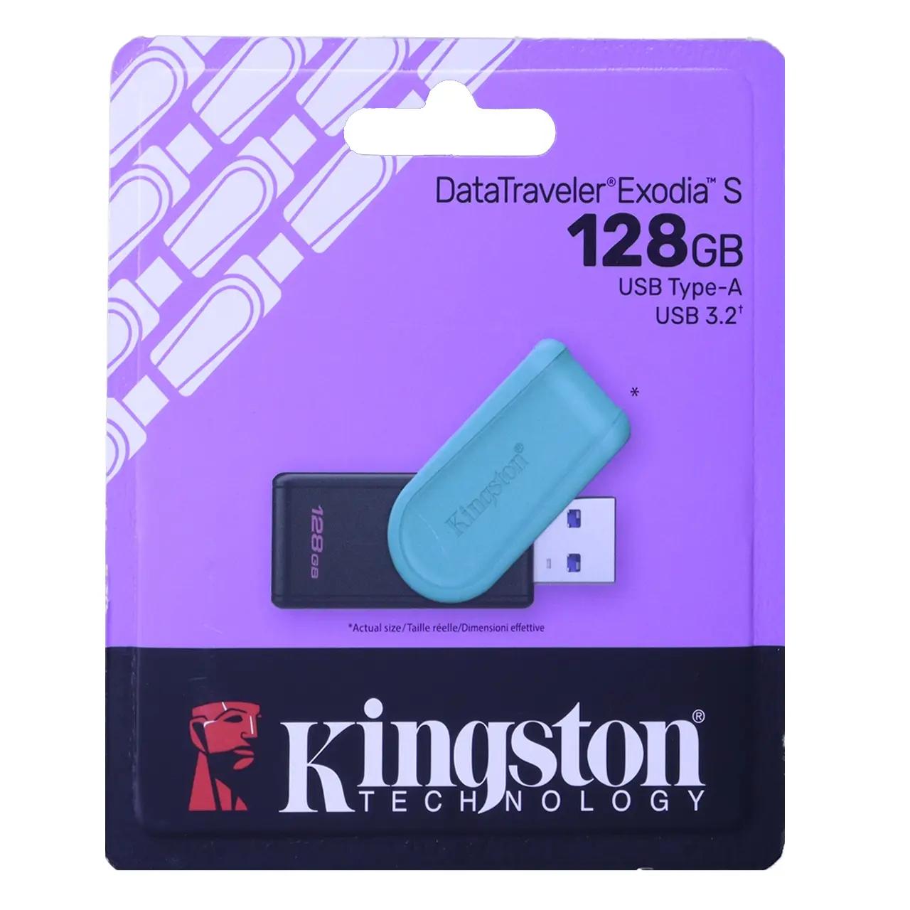 فلشفلش مموری KingSton مدل DataTraveler Exodia S USB3.2 ظرفیت 128GB - مشکی سبز (گارانتی آسان سرویس)