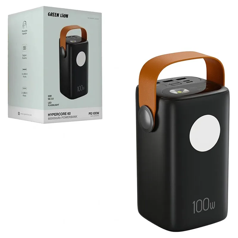 پاور بانک فست شارژ گرین لاین Hyper Core 60 QC3.0 PD 100W ظرفیت 60000 میلی آمپر ساعت