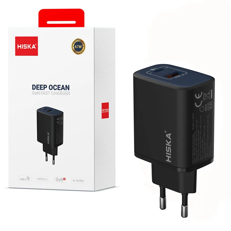 شارژر دیواری 67 وات هیسکا H-167EU GAN PD QC3.0 3.35A