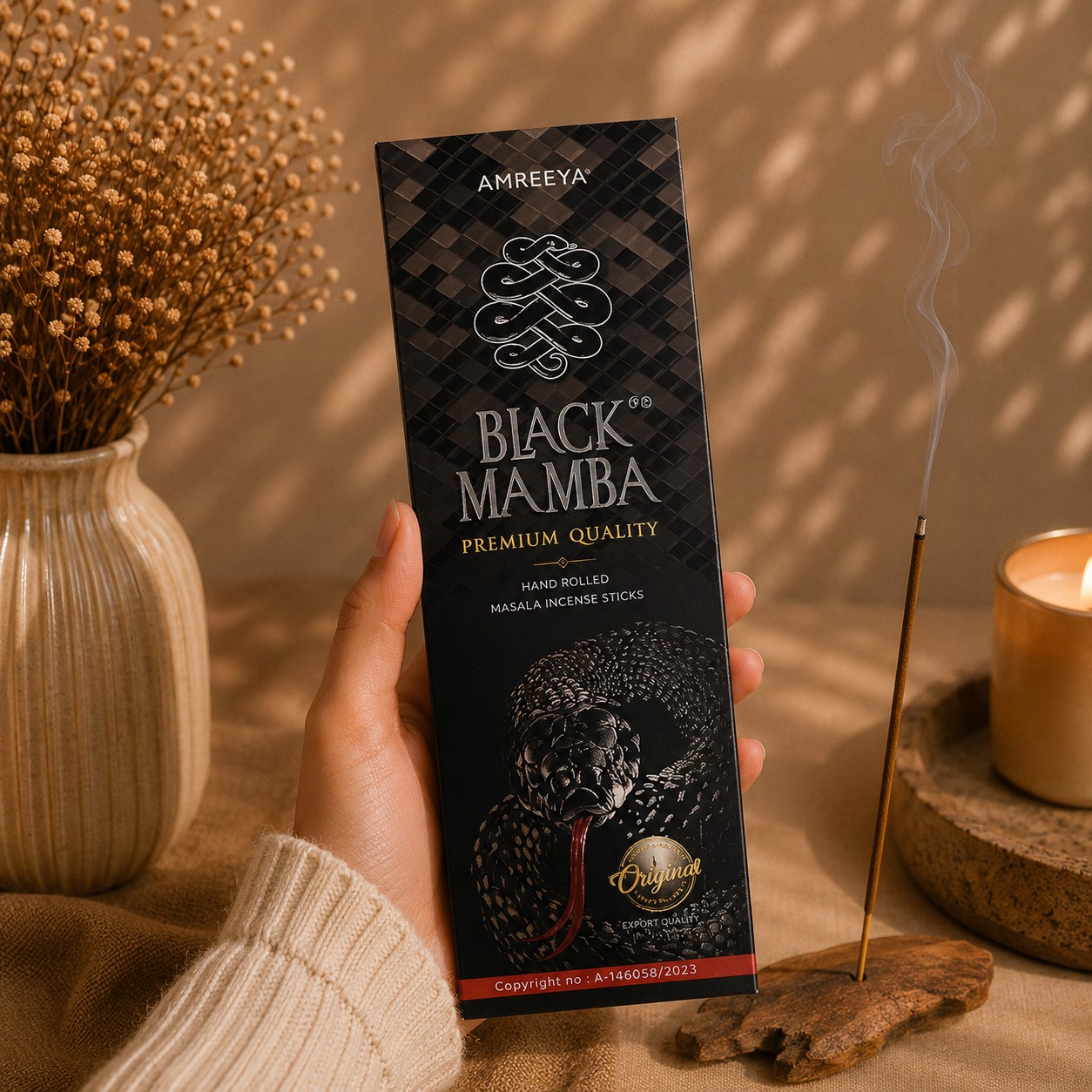 عود دست ساز مار سیاه black mamba (برند Amreeya) شاخه ای