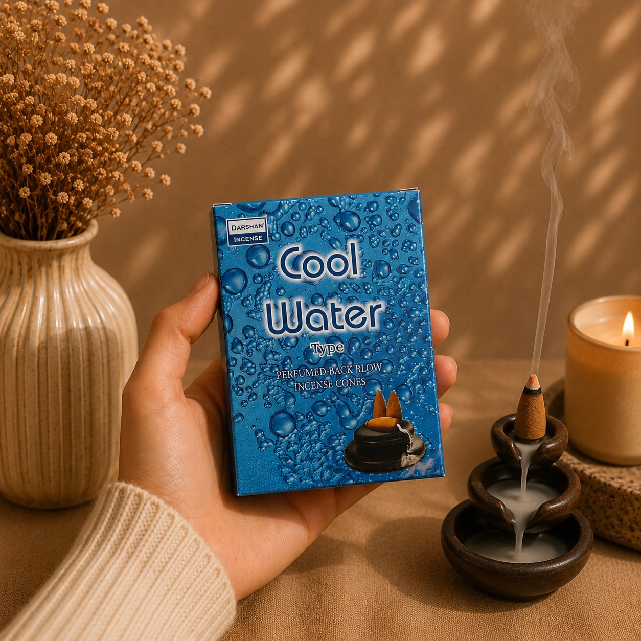عود آبشاری آب خنک COOL WATER (برند Darshan) شاخه ای