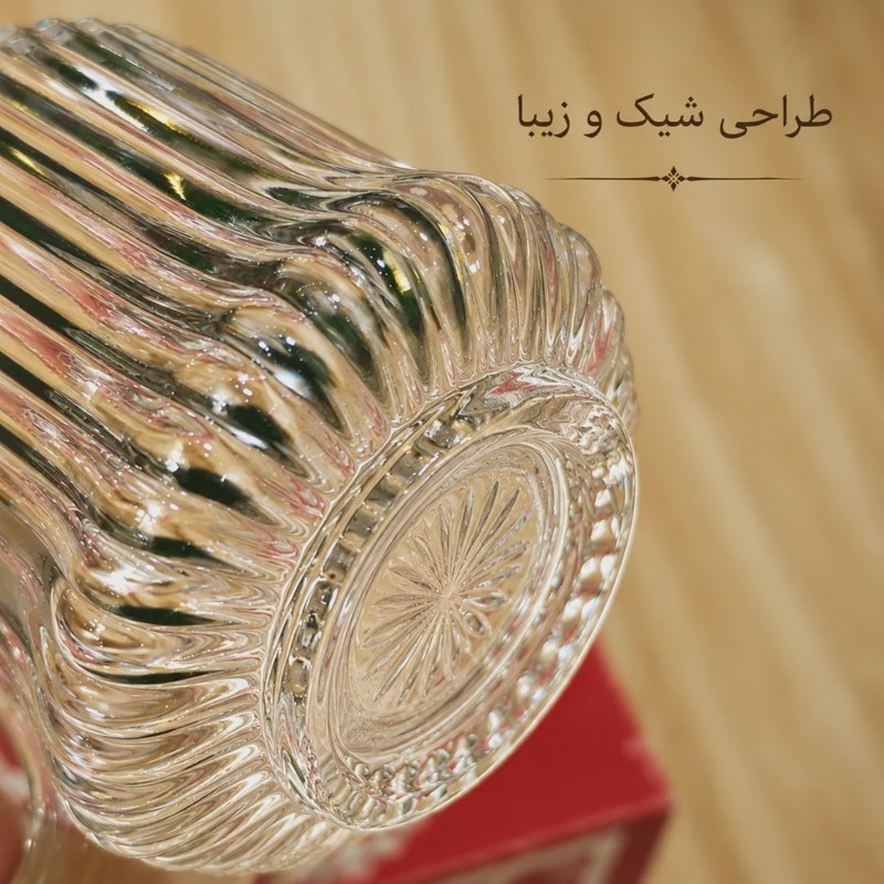 سرویس 6 عددی نیم لیوان و نعلبکی شیشه ای شیار دار بیمیکس مناسب چای قهوه و دمنوش