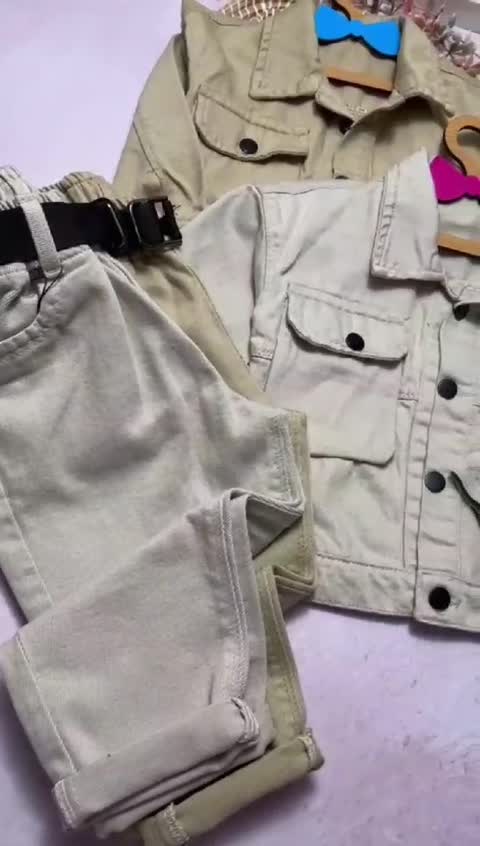کت و شلوار کتان گرم بالا سایز حدودا 3 تا 9 سال