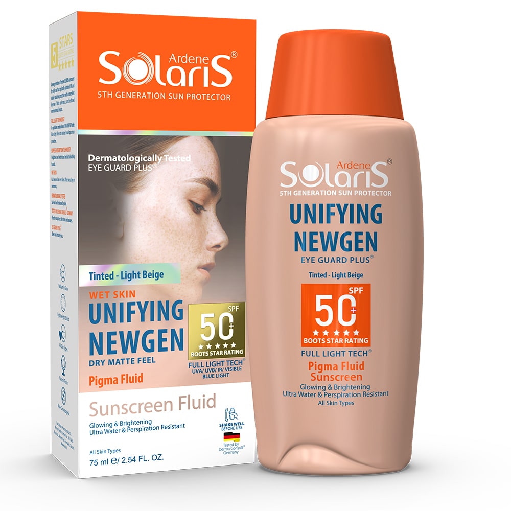 ضدآفتاب فلوئید روشن کننده و ضدلک سولاریس spf50 مدل Unify newgen