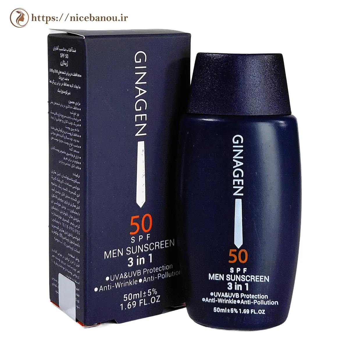 کرم ضد آفتاب مردانه ژیناژن مدل 3 در 1 SPF50 حجم 50 میلیلیتر