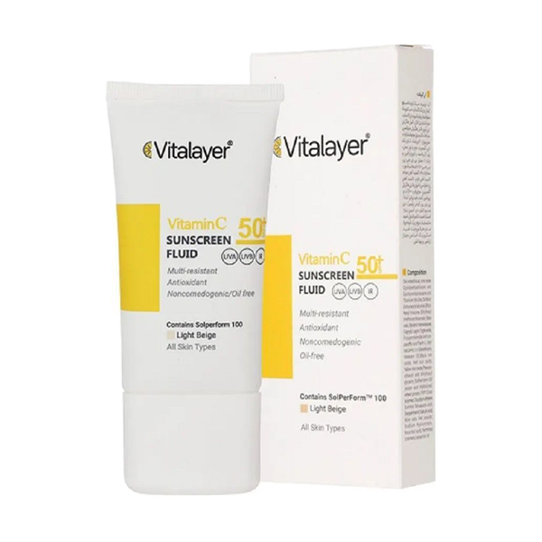 فلویید ضد آفتاب ویتامین سی ویتالیر (بژ روشن) 50میل Vitalayer Vitamin C Sunscreen Fluid (Light Beige) 50ml