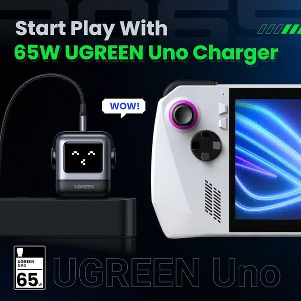 شارژر دیواری PD و فست سه پورت UGREEN مدل Robot Gan Uno RG CD361-35855 65W - آبی (گارانتی 18 ماهه آسان پیشرو)