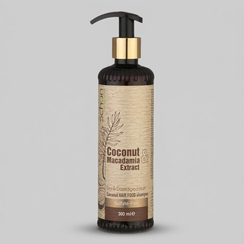 شامپو تقویت کننده مو شون مدل Coconut Makadamia sulfate-free حجم 300 میلیلیتر، مغذی و مرطوبکننده، مناسب موهای آسیبدیده...