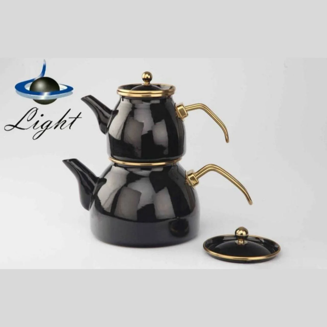 کتری و قوری لعابی ساخت ترکیه رنگ مشکی (پس کرایه)