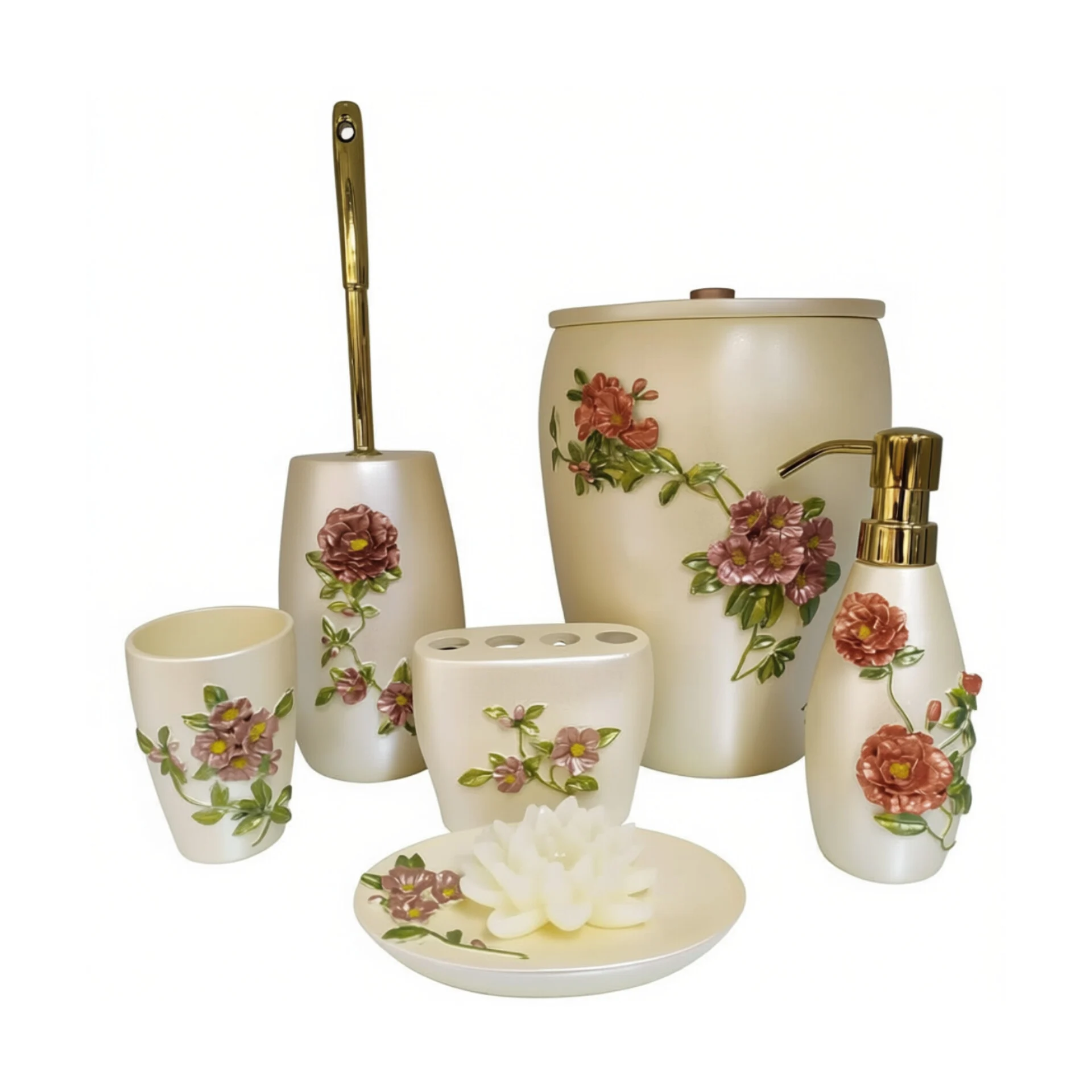 ست سرویس بهداشتی رزین خارجی 6 پارچه کد 48090 (پس کرایه)
