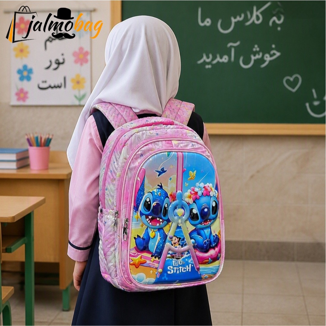 نمای 2 خرید کوله ابتدایی دخترانه عکس دار کد 4420