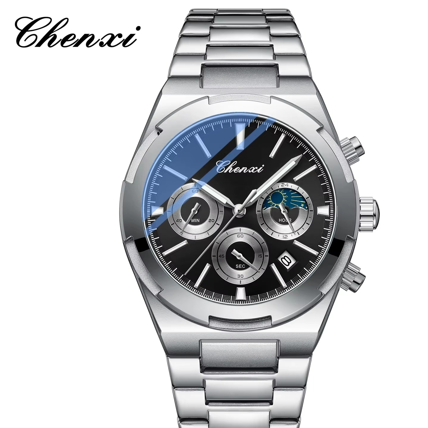 ساعت مچی مردانه چنکسی مدل CHENXI 956 نقره ای مشکی