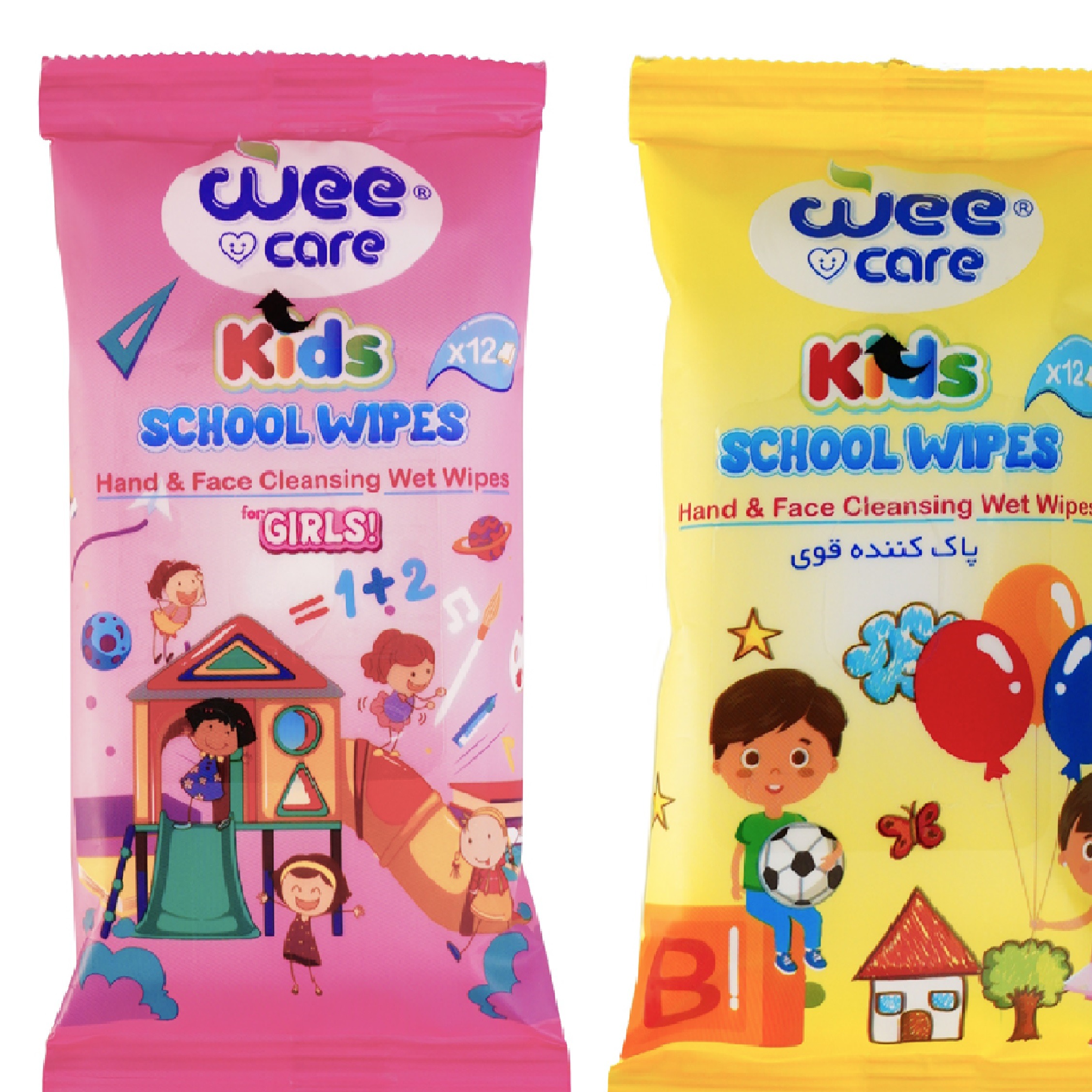 دستمال مرطوب کودک وی کر مدل جیبی Happy Girls School Wipes دو بسته 12 عددی 