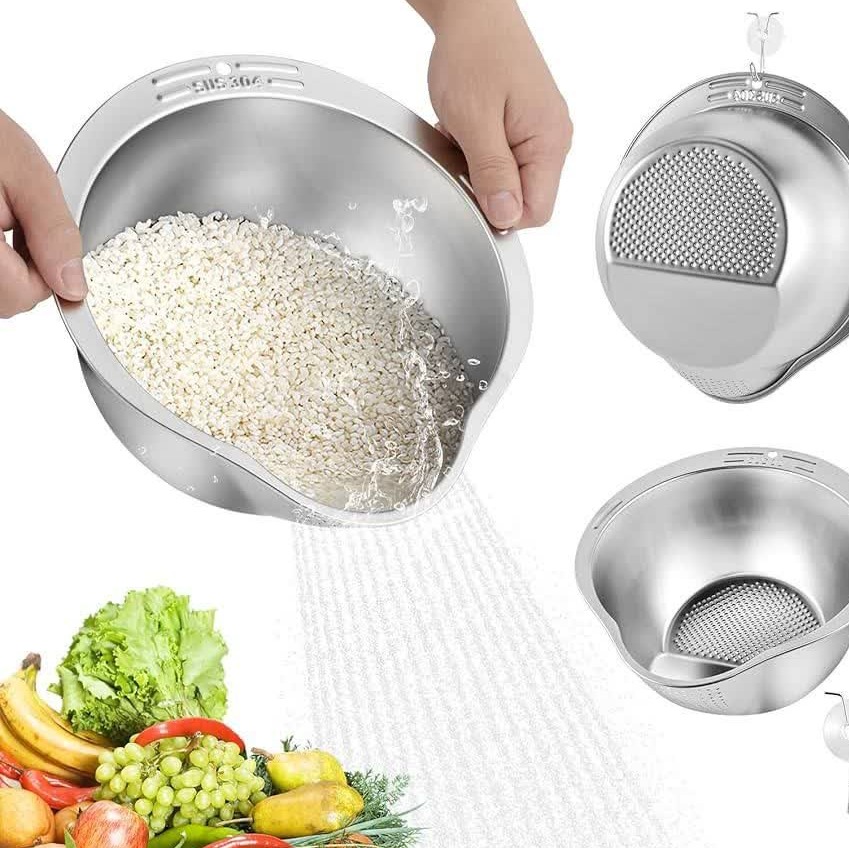 آبکش استیل برنج شوی و میوه شوی 