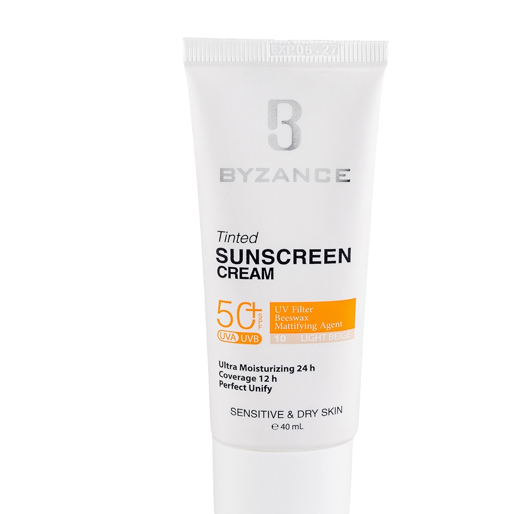 کرم ضد آفتاب بیزانس Byzance شماره 10 رنگ بژ روشن مناسب پوست خشک با +SPF50 حجم 40 میلی لیتر