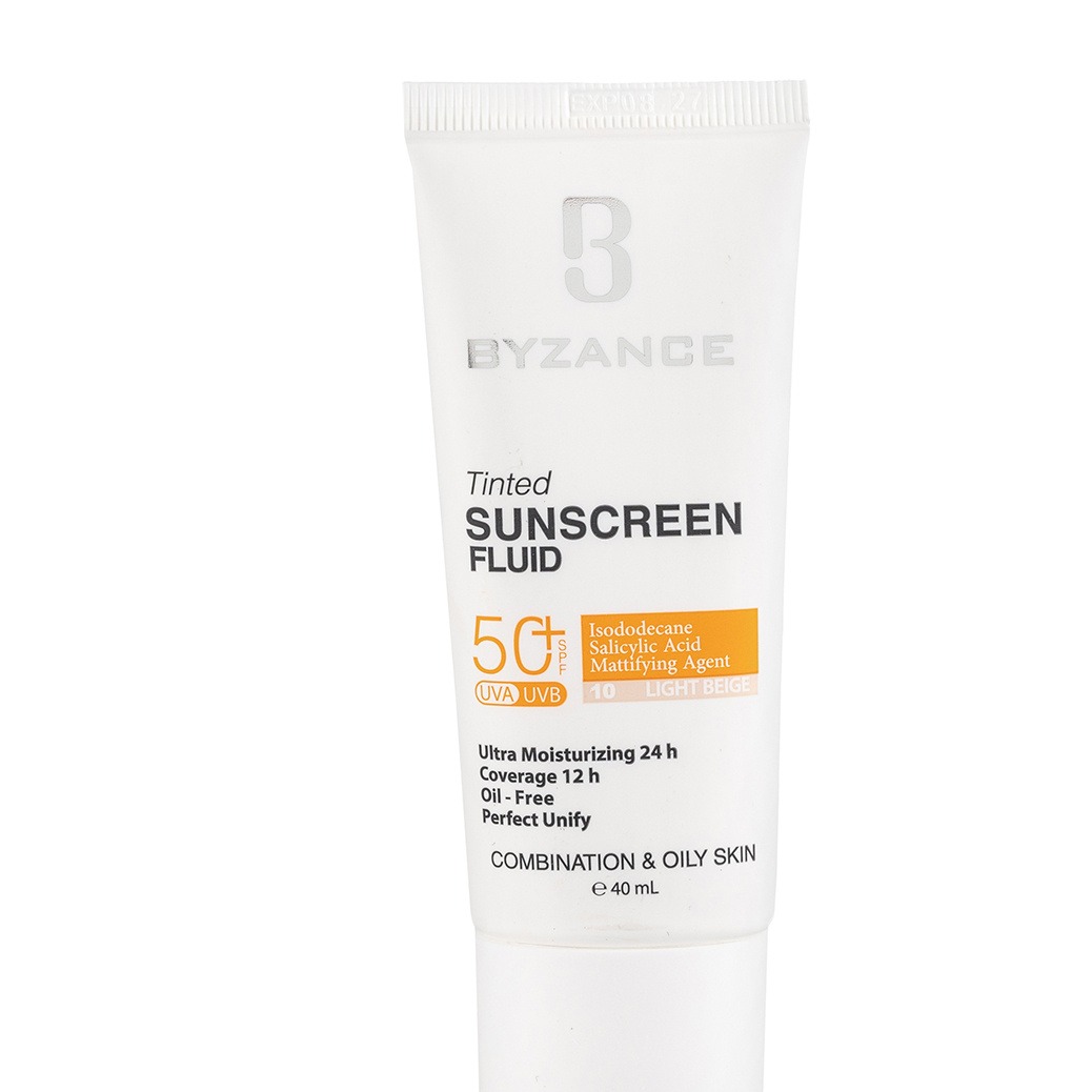 کرم ضد آفتاب بیزانس Byzance شماره 10 رنگ بژ روشن مناسب پوست چرب و مختلط با +SPF50 حجم 40 میلی لیتر