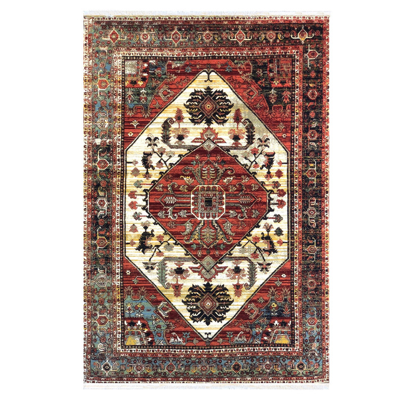 فرش ماشینی ستاره کویر یزد مدل شاهکارنوین کد n-124 زمینه کرم