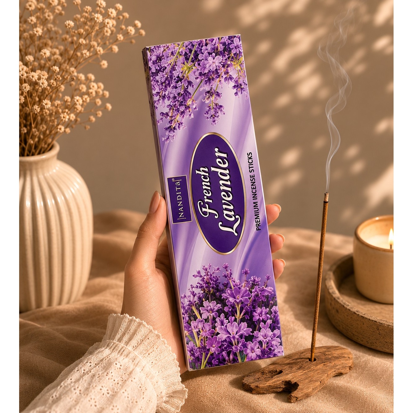 عود دست ساز استخودوس فرانسوی french lavender (برند nandita) شاخه ای