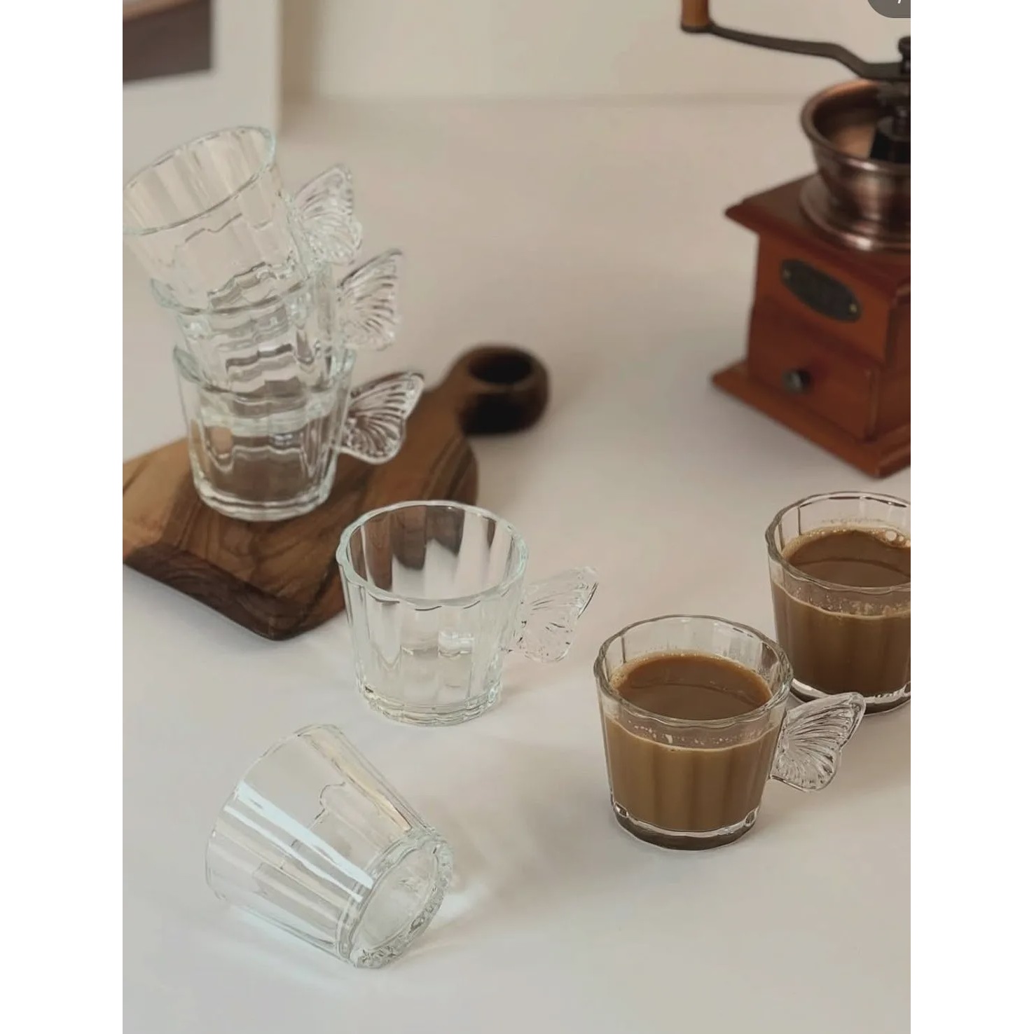 فنجان قهوه خوری طرح پروانه ای (دسته دار بسته 6 عددی)