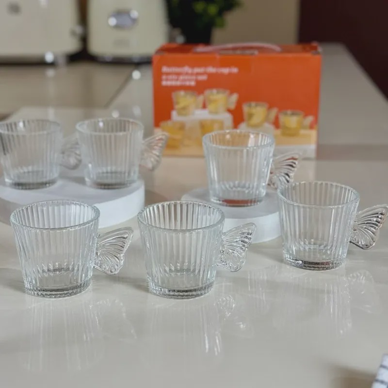 فنجان قهوه خوری طرح پروانه ای (دسته دار بسته 6 عددی)