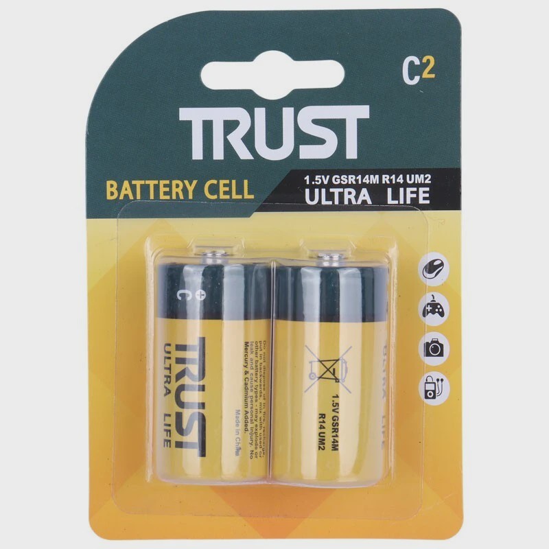 باتری دوتایی متوسط Trust Ultra Life R14 1.5V C2