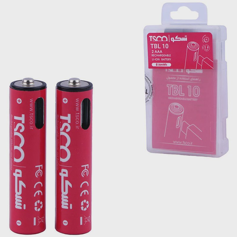 باتری دوتایی نیم قلمی شارژی TSCO TBL 10 AAA 220mAh
