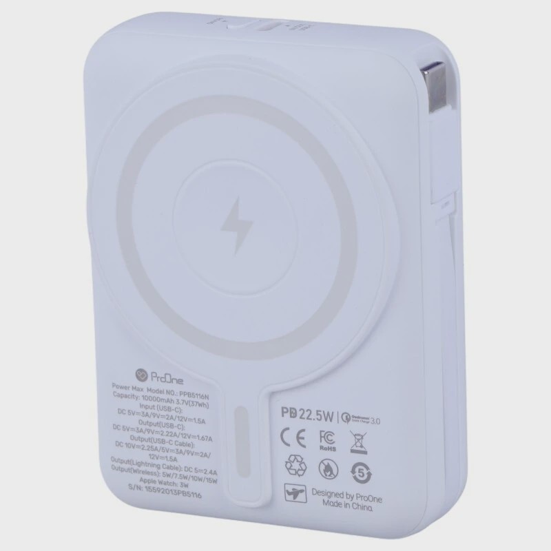 پاوربانک وایرلس و فست شارژ ProOne مدل PPB5116N Power Max
