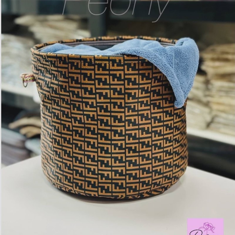سبد رخت و لباس پارچه ای طرحدار استوانه سبد رخت تاشو