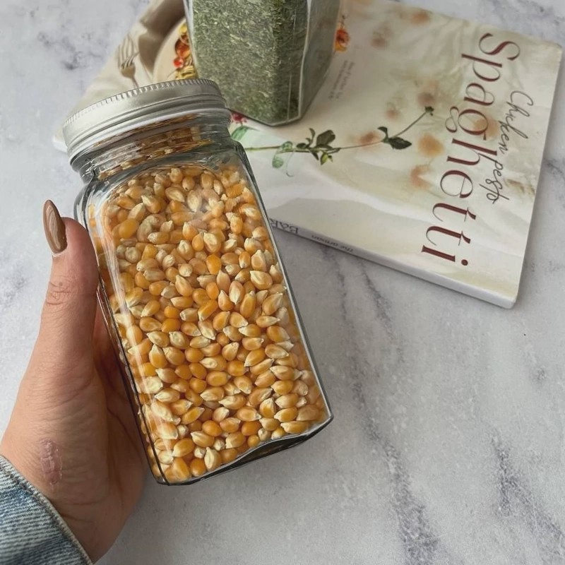 بانکه حبوبات شیشه ای درب فلزی سایز 3