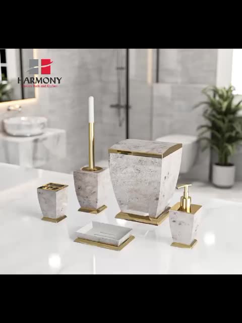 سرویس 6پارچه طرح سنگ کرم طلاییمدل آوا هارمونی