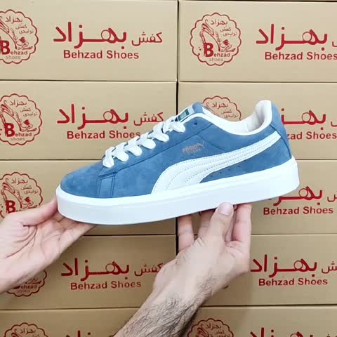 کتونی پوما پسرانه مردانه رنگ آبی سایز 40 تا 45 کفی طبی رویه سوییت لژ سه و نیم سانتی زیره ترمو عطری