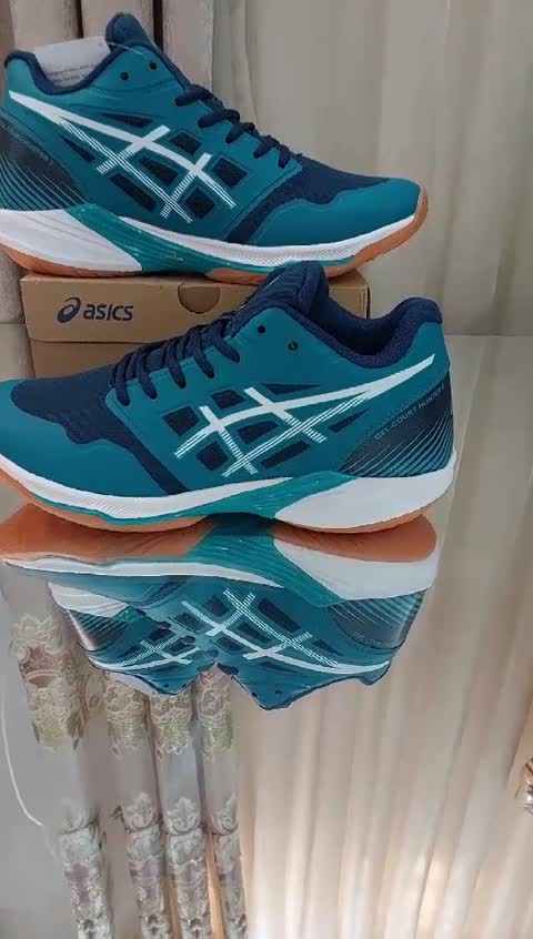 کفش والیبال هندبال بسکتبال اسیکس ژل کورت هانتر3 اسیکس اسکای الیت2  asics sky elite ff ویتنام رنگ آبی وسبز بزرگ پا