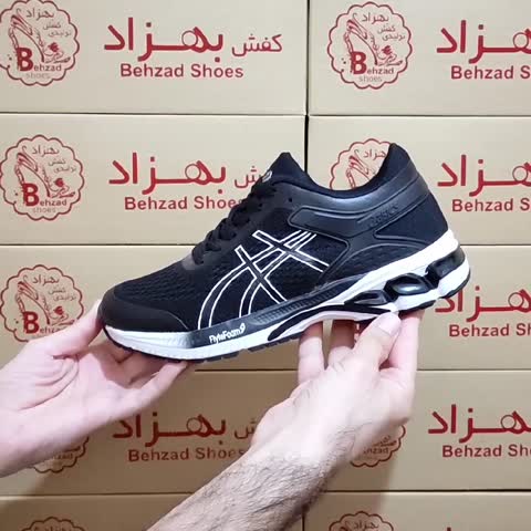 کتونی کفش آسیکس Asics اصل ویتنام مردانه پسرانه رنگ مشکی لژ 4 سانتی کفی طبی رویه راشل خارجی سایز 40 تا 44 سبک و راحت
