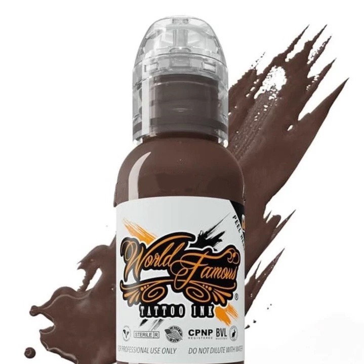 رنگ تاتو ورد فیمس میشل دیپ براون WORLD FAMOUS INK قهوه ای سوخته MICHELE DEEP BROWN رنگ تتو وردفیمس world حجم 15 میل
