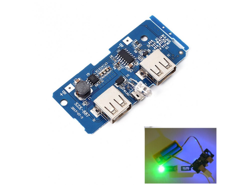 ماژول ساخت پاوربانک دارای دو خروجی 5V 1A , 2A USB