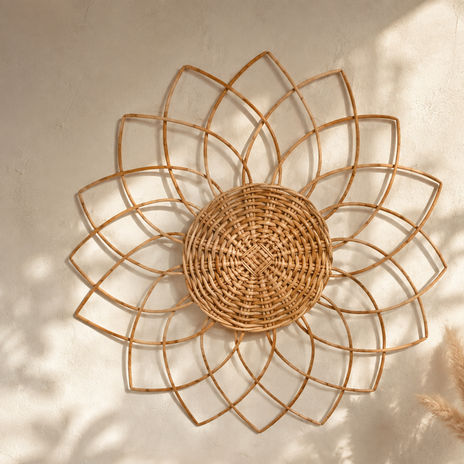 دیوارکوب حصیری طرح خورشید sh727